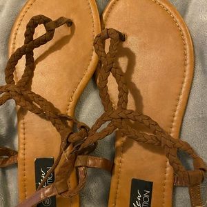plain brown sandals
